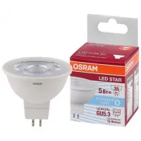 Лампа светодиодная OSRAM MR16 5Вт GU5.3 4000К 350лм 12V, 4058075481312