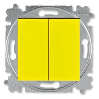 Выключатель 2-клавишный ABB LEVIT, скрытый монтаж, желтый / дымчатый черный, 2CHH590545A6064