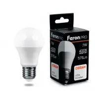 Лампа светодиодная Feron.Pro A60 LB-1007 Шар E27 7W 4000K, 38024