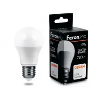 Лампа светодиодная Feron.Pro A60 LB-1009 Шар E27 9W 2700K, 38026