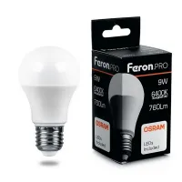 Лампа светодиодная Feron.Pro A60 LB-1009 Шар E27 9W 6400K, 38028