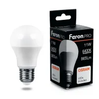 Лампа светодиодная Feron.Pro A60 LB-1011 Шар E27 11W 6400K, 38031