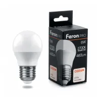 Лампа светодиодная Feron.PRO G45 (Шар) LB-1406 E27 6W 2700K, 38068