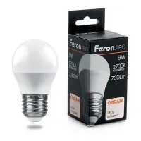 Лампа светодиодная Feron.PRO G45 (Шар) LB-1409 E27 9W 2700K, 38080