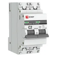 Автоматический выключатель EKF PROxima 2P 2А (C) 6кА, mcb4763-DC-2-02C-pro