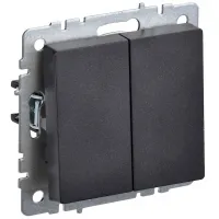 Выключатель двухклавишный IEK BRITE 10А ВС10-2-0-БрЧ черный, BR-V20-0-10-K02
