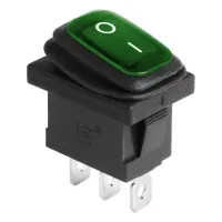 Выключатель клавишный 250V 6А (3с) ON-OFF зеленый  с подсветкой Mini влагозащ. REXANT
