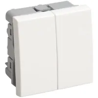 Выключатель переключатель двухклавишный (на 2 модуля) IEK Праймер белый