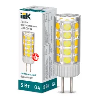 Лампа светодиодная LED капсула IEK 5Вт капсула 4000К G4 12В, LLE-CORN-5-012-40-G4