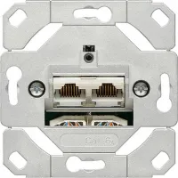 Розетка компьютерная 2xRJ45 Gira SYSTEM 55, скрытый монтаж, белый, 245200