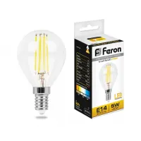 Лампа филаментная светодиодная Feron G45 (Шар) LB-61 E14 5W 2700K, 25578