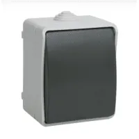 Выключатель 1-клавишный кнопочный IEK ФОРС IP54, открытый монтаж, серый/темно-серый, EVS13-K03-10-54-DC