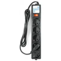 PowerCube Фильтр-удлинитель  B 1.9 м 5 розеток с з/к (черный) 10А/2,2кВт ПВС 3х0,75