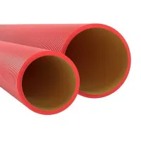 Труба гофрированная двустенная жесткая ПНД d63 6м (36м/уп) красная, EKF