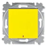 Переключатель 1-клавишный ABB LEVIT с подсветкой, скрытый монтаж, желтый / дымчатый черный, 2CHH592545A6064