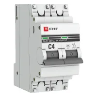 Автоматический выключатель EKF PROxima 2P 4А (C) 6кА, mcb4763-DC-2-04C-pro