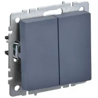 Выключатель двухклавишный проходной IEK BRITE 10А ВС10-2-6-БрМ маренго, BR-V22-0-10-K35