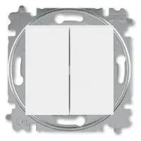 Выключатель 2-клавишный кнопочный ABB LEVIT, скрытый монтаж, белый / белый, 2CHH598745A6003