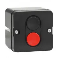 Пост управления кнопочный ПКЕ 212-2 У3, 10А, 660В, 2 элемента, чёрный и красный цилиндр, накладной, IP40, 