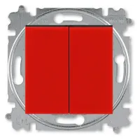 Выключатель 2-клавишный ABB LEVIT, скрытый монтаж, красный / дымчатый черный, 2CHH590545A6065