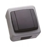 Выключатель проходной Makel 1-клавишный герметичный IP55 (пружинные зажимы) серый 36064105