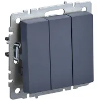 Выключатель трехклавишный IEK BRITE 10А ВС10-3-0-БрМ маренго, BR-V30-0-10-K35