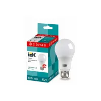 Лампа МО светодиодная низковольтная IEK A60 8Вт 24-48В 4000К E27, LLE-A60-08-24-48-40-E27