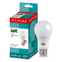 Лампа МО светодиодная низковольтная IEK A60 12Вт 24-48В 4000К E27, LLE-A60-12-24-48-40-E27