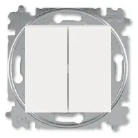 Выключатель 2-клавишный кнопочный ABB LEVIT, скрытый монтаж, жемчуг / ледяной, 2CHH598745A6068