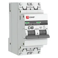 Автоматический выключатель EKF PROxima 2P 40А (C) 6кА, mcb4763-DC-2-40C-pro