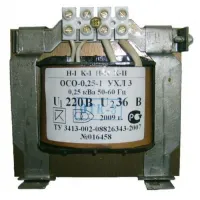 Трансформатор ОСО-0,25 220/12 понижающий  TDM 