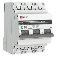 Автоматический выключатель EKF PROxima 3P 10А (D) 6кА, mcb4763m-6-3-10D-pro