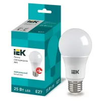 Лампа светодиодная IEK A80 25Вт 230В 4000К E27, LLE-A80-25-230-40-E27
