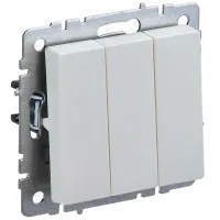 Выключатель трехклавишный IEK BRITE 10А ВС10-3-0-БрЖ жемчуг, BR-V30-0-10-K36