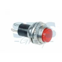 Выключатель-кнопка 220V 2А (2с) (ON)-OFF  Ø10.2  металл  красная  Mini  (RWD-213)  REXANT