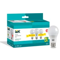 Лампа филаментная светодиодная IEK A60 11Вт 230В 4000К E27 (3шт/упак), LLE-A60-11-230-40-E27-3