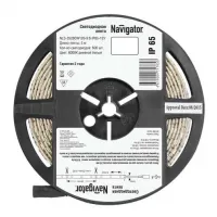 Светодиодная лента Navigator IP65 12V 9.6Вт/м 6000К NLS-3528СW120 R5 СД (5м), 71765