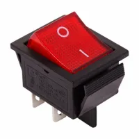 Выключатель клавишный 250V 20А (4с) ON  - OFF красный  с подсветкой (RWB-502, SC-767, IRS-201-1)  REXANT