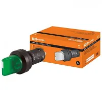 Переключатель на 2 положения с фиксацией SB7-CK2361-24V короткая ручка(LED) d22мм 1з зеленый TDM