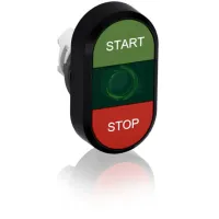 Кнопка двойная MPD4-11G (зеленая/красная) зеленая линза с текстом (START/STOP)