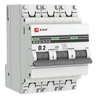 Автоматический выключатель EKF PROxima 3P 2А (B) 4,5кА, mcb4763-3-02B-pro