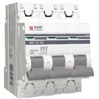 Автоматический выключатель EKF PROxima 3P 3А (D) 4.5кА, mcb4763-3-03D-pro