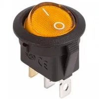 Выключатель клавишный круглый 250V 6А (3с) ON-OFF желтый  с подсветкой  (RWB-214, SC-214, MIRS-101-8)  REXANT