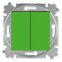Выключатель 2-клавишный ABB LEVIT, скрытый монтаж, зеленый / дымчатый черный, 2CHH590545A6067