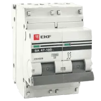 Автоматический выключатель EKF PROxima 2P 80А (C) 10кА, mcb47100-2-80C-pro