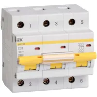 Автоматический выключатель IEK ВА 47-100 3P 100А (D) 10кА, MVA40-3-100-D
