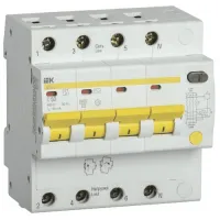 Дифавтомат IEK АД14S 4P 50А ( C ), 100 мА ( AC ), MAD13-4-050-C-100