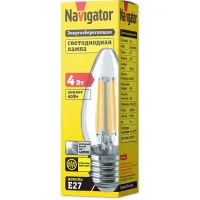 Лампа филаментная светодиодная Navigator свеча NLL-F-C35-4-230-4K-E27, 14006