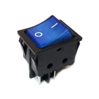 Выключатель клавишный 250V 16А (4с) ON-OFF синий  с подсветкой  REXANT