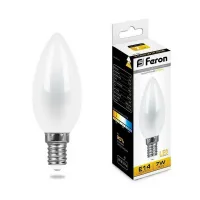 Лампа филаментная светодиодная Feron свеча LB-66 E14 7W 2700K, 25785